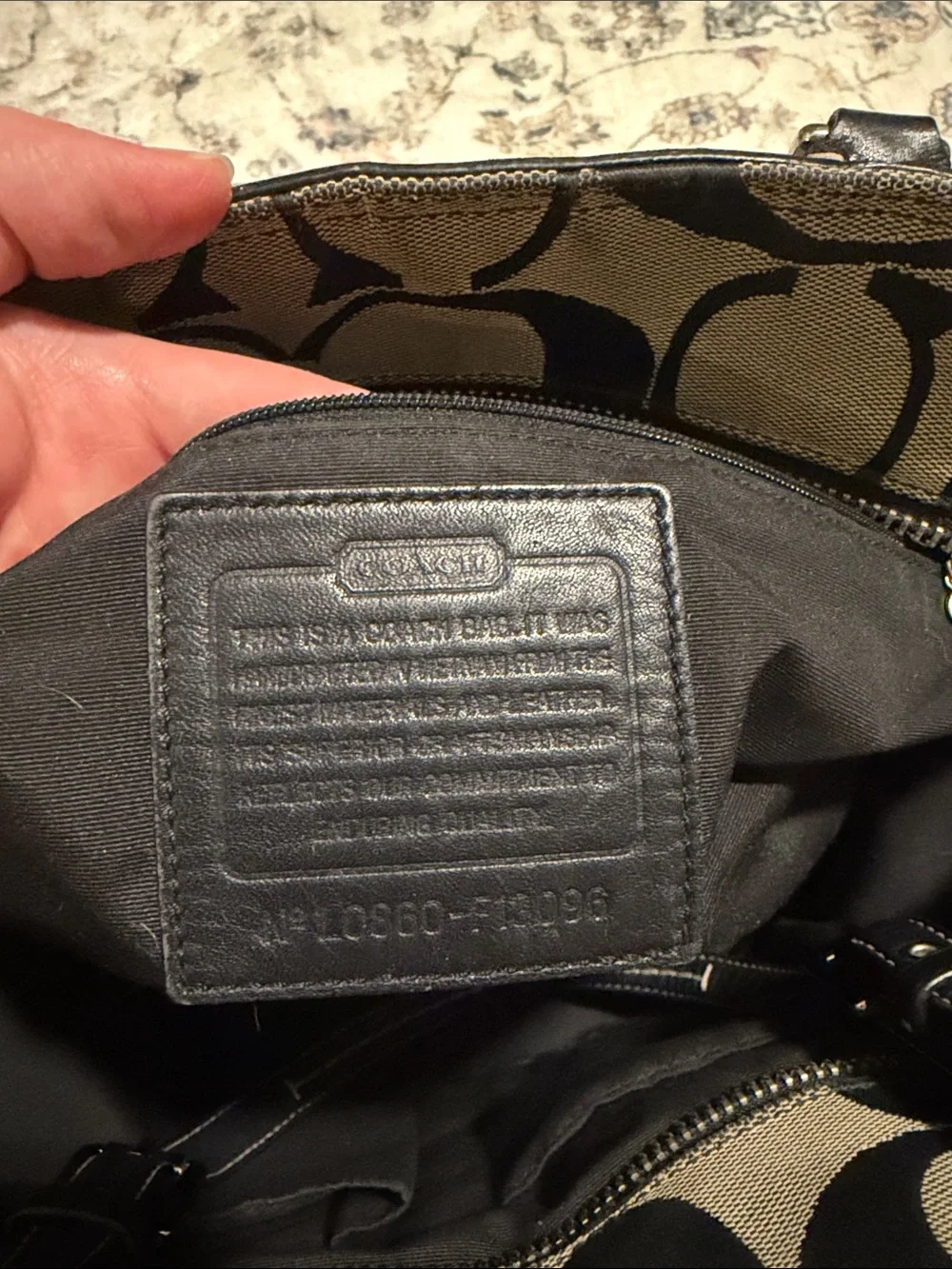Coach Black and Cream Signature Canvas Tote